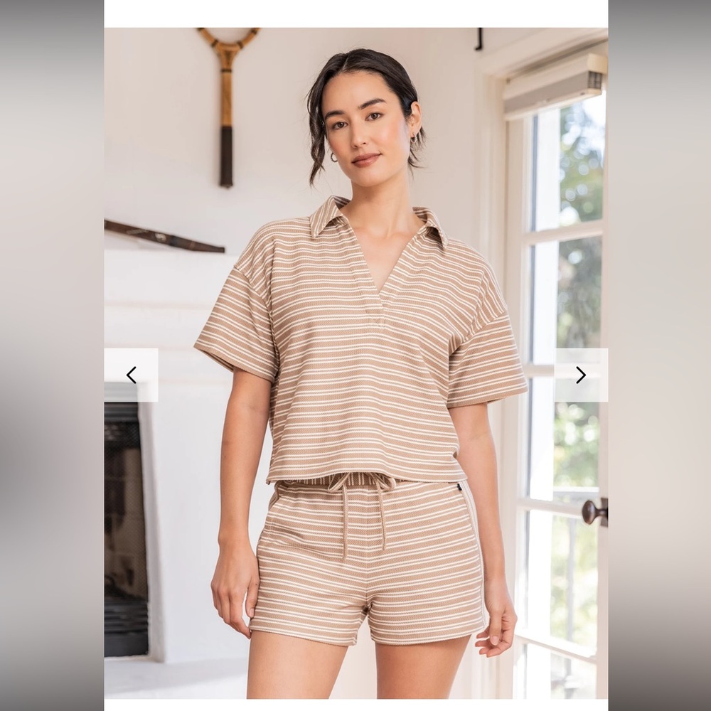 Thrive Societe Boxy Stripe Matching Set in “Quicksand”